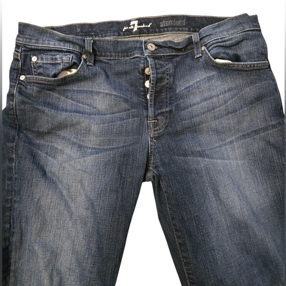 7 For All Mankind Standard Mens Dark Blue Denim Button Fly Bootcut Jeans Sz 36 - Picture 1 of 4